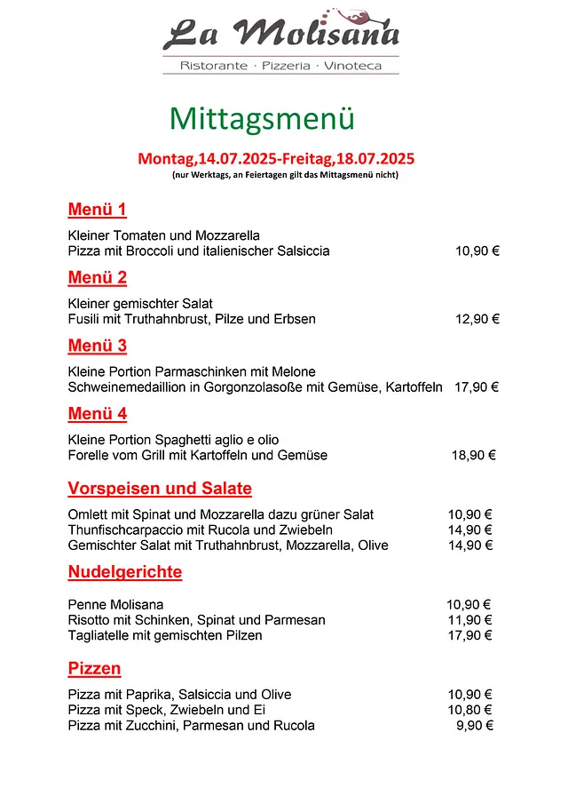 Mittagsmenue