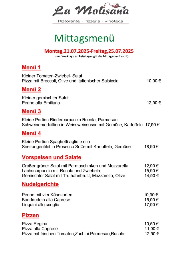 Mittagsmenue
