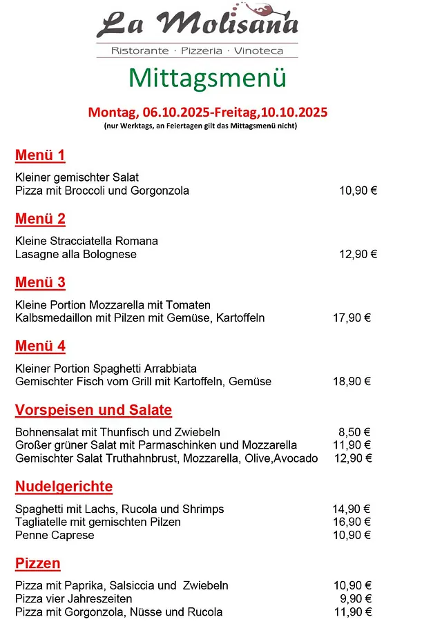 Mittagsmenue