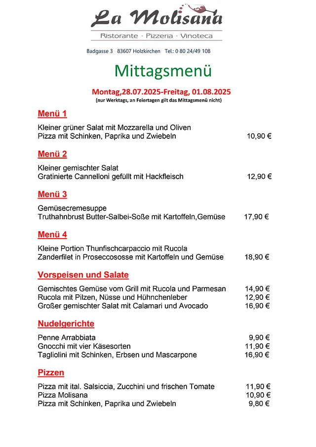 Mittagsmenue