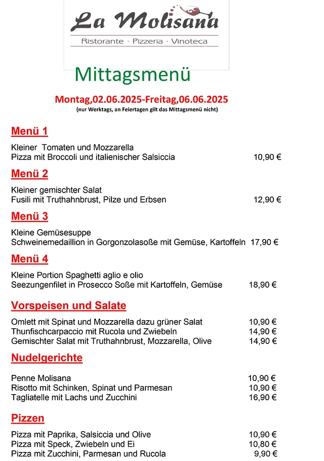 Mittagsmenue