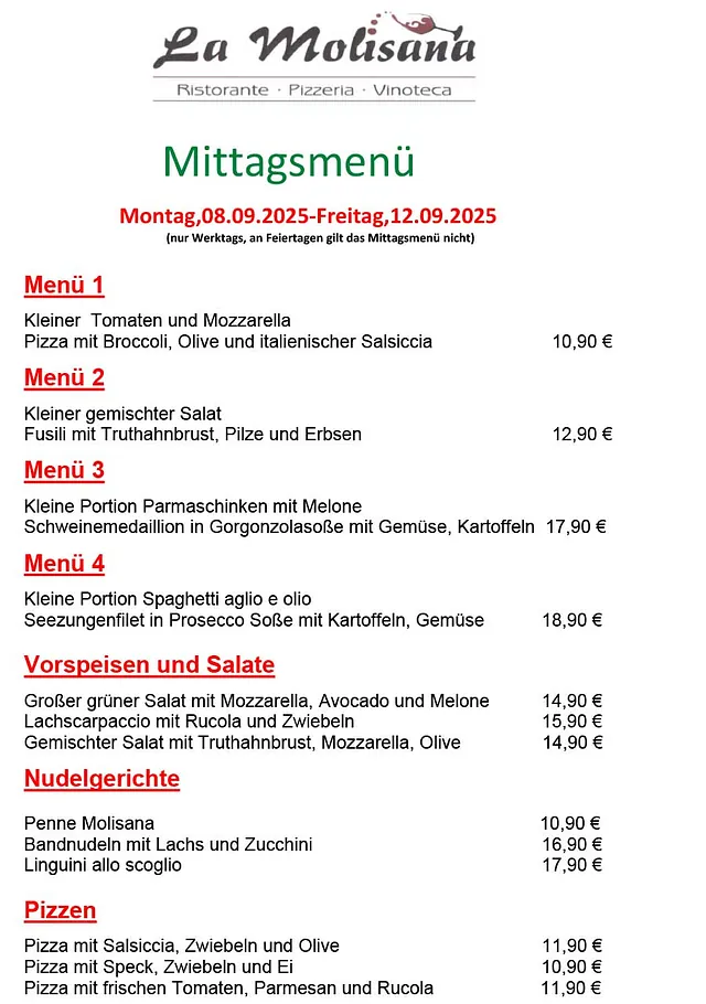 Mittagsmenue