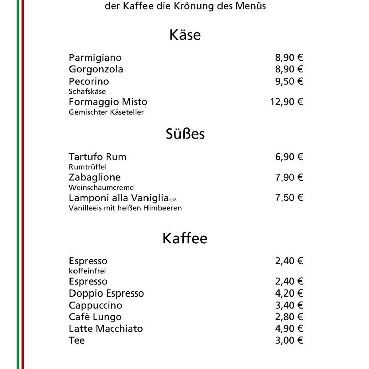 Kaffee, Käse & Nachtisch